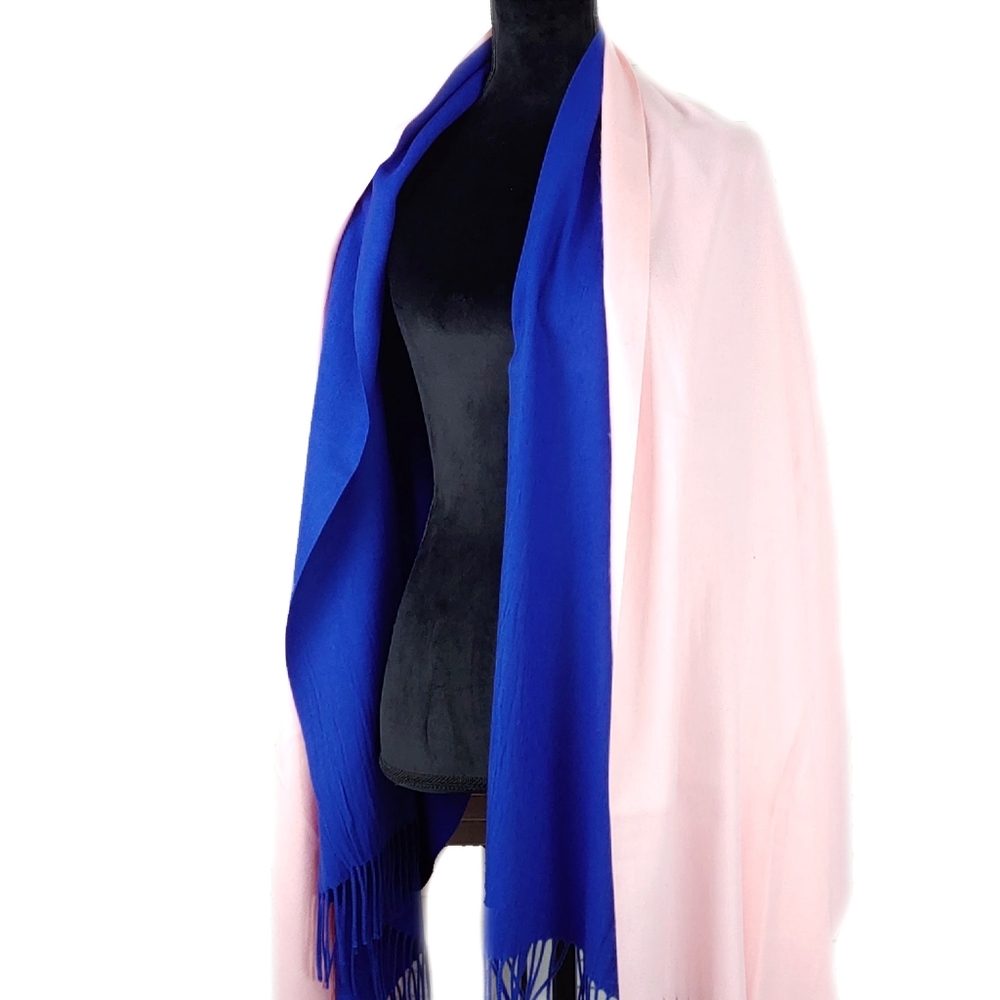 NWT Sage Designs Luxurious Pink Blush Pasmina Fringe Wrap Scarf - Picture 7 of 7